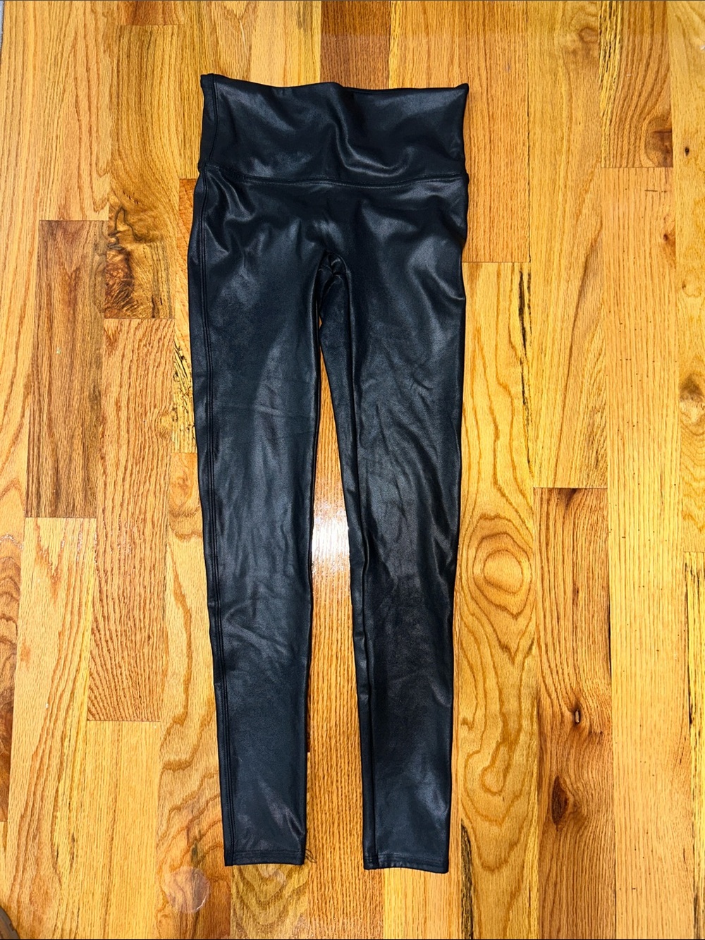 SPANX Girls Black Faux Leather High-Rise Leggings